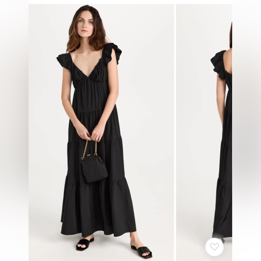 English Factory Black Ruffle Sleeve Maxi Dress